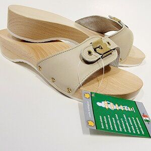 DR SCHOLL *STYLE* WOODEN CLOGS SIZE 8